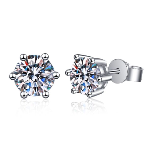 925 Sterling Silver Stud Earrings Six-claw Stud Earrings Moissanite Stud Earrings - Image 4