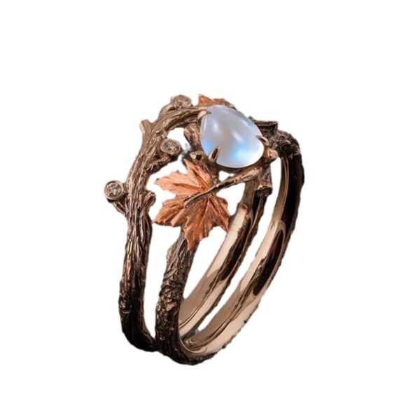 Vintage Golden Branch Maple Leaf Ring - Image 5