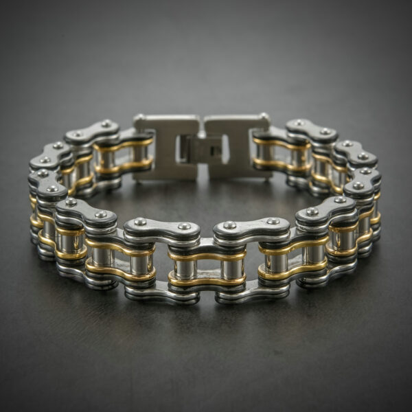 Stainless Steel Black Gold Bicycle Bracelet Titanium Steel Men - Image 4