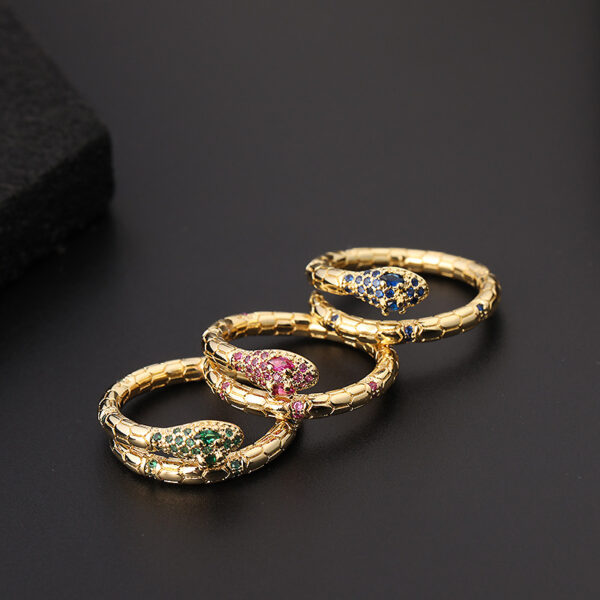 Cool Style Creative Personality Snake Ring Female Color Zircon Opening - Image 8