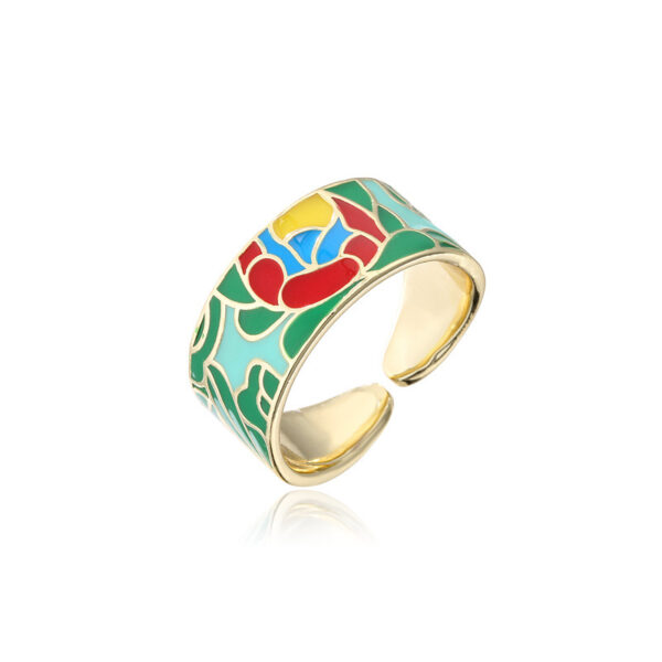 18K Gold Plated Colorful Oil Drop Geometric Ring - Image 6