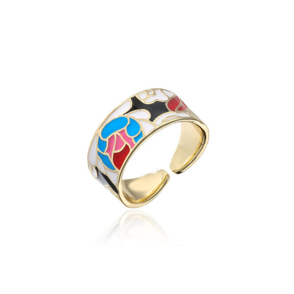 18K Gold Plated Colorful Oil Drop Geometric Ring - Image 3