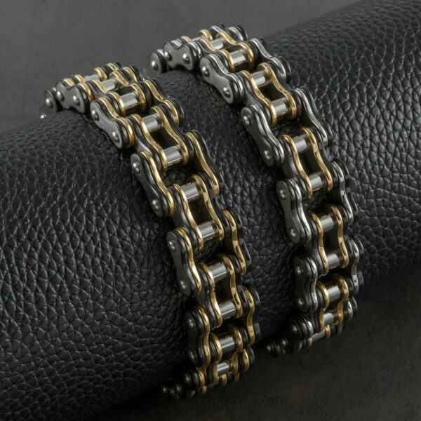 Stainless Steel Black Gold Bicycle Bracelet Titanium Steel Men - Image 2