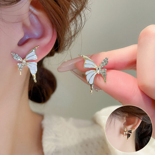 Fashion Jewelry Rhinestone Dripped Butterflies Stud Earrings Sweet Everyday Versatile Jewelry For Women