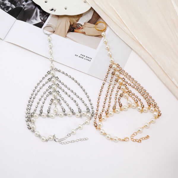 Beach Foot Ornaments Fashion Luxury Multi-layer Diamond Claw Chain Pearl Tassel - Image 2