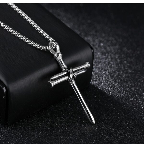 Titanium steel casting steel nails cross men's pendants necklace jewelry - Image 4