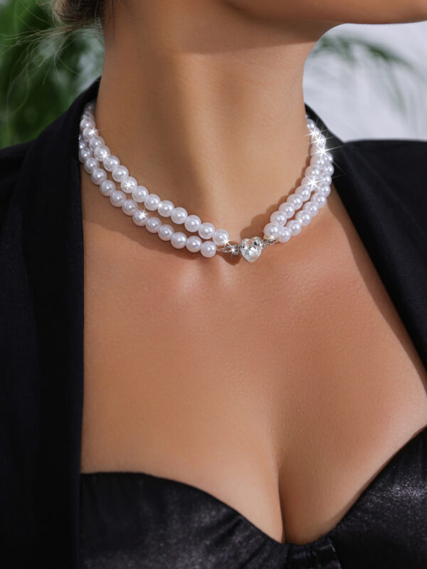 Elegant Retro Exaggerated Pearl Geometric Necklace - Image 3