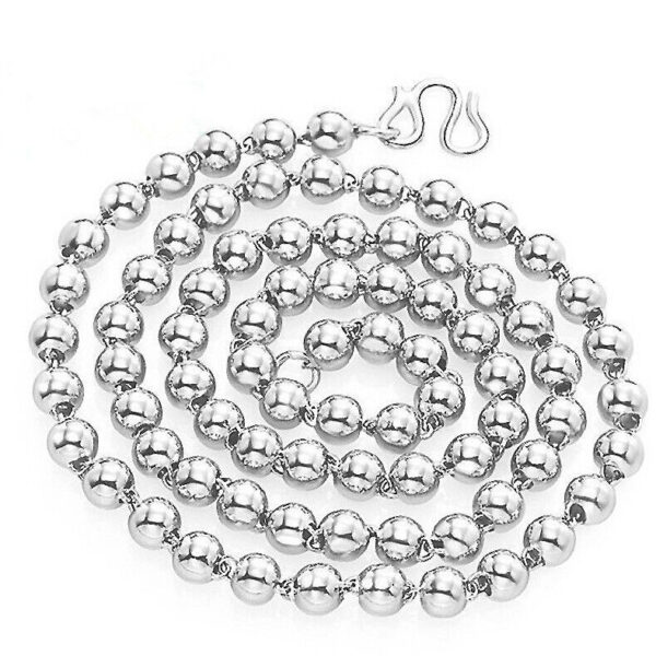 Round Beads Silver Bead Necklace - Image 7