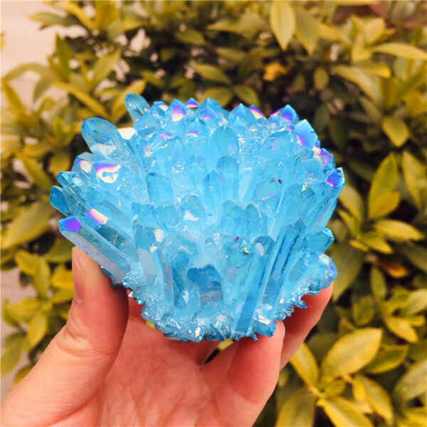 Electroplating Blue Natural White Crystal Cluster Degaussing Desktop Ornament The hue of blue crystal is frequently linked to intuition, communication, and peace. - Image 6