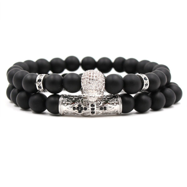 Micro-inlaid Zircon Elbow Skull Elastic Bracelet - Image 2