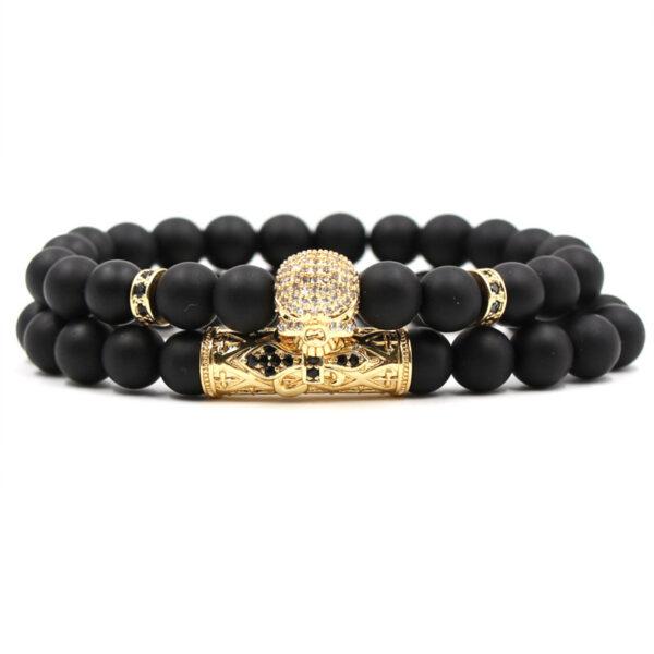 Micro-inlaid Zircon Elbow Skull Elastic Bracelet - Image 4