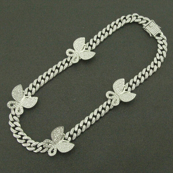 Fashion Full Rhinestone Butterfly Cuban Chain Bracelet - Image 5