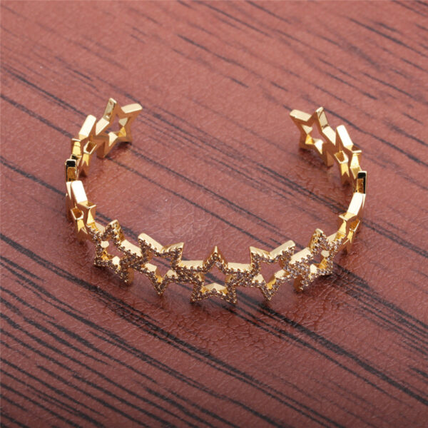 European And American Star Open Copper Micro-Inlaid Zircon Bracelet - Image 3