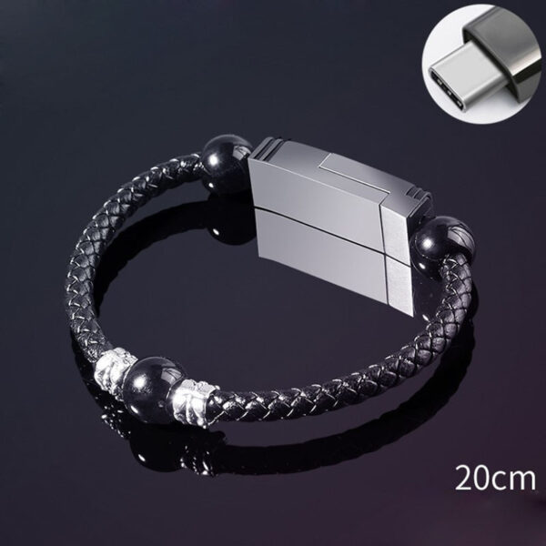 Bracelet Type Data Cable Bracelet Portable Leather Charging Cable - Image 2