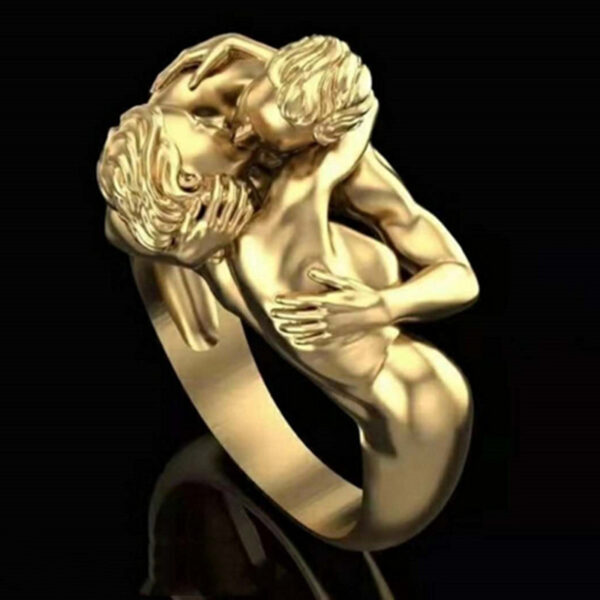 Golden Men And Women Love Art Ring Ring New - Image 3