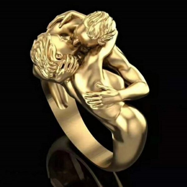 Golden Men And Women Love Art Ring Ring New - Image 2