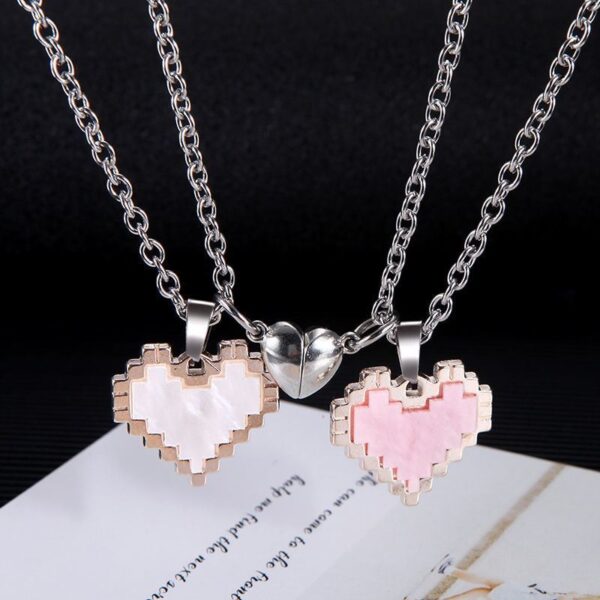 2pcs Magnetic Heart-shaped Mosaic Necklace Fashion Personality Couple Love Necklace For Valentine's Day - Image 4