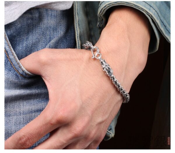 S925 silver bold domineering men's faucet bracelet - Image 9