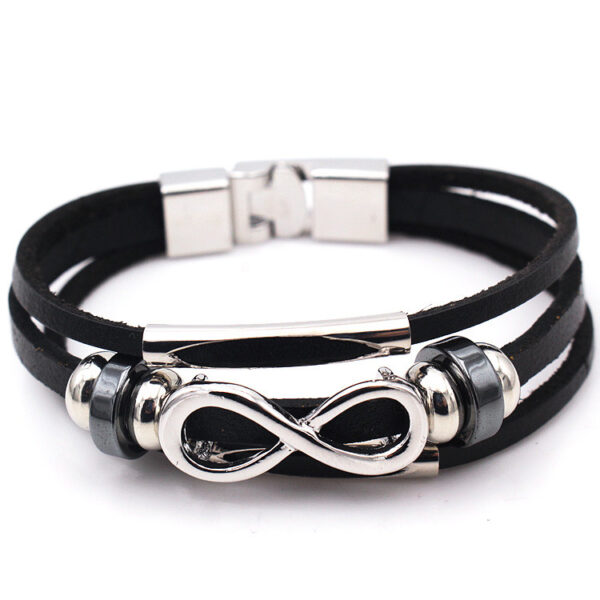 PH18 direct sales Europe and the United States neutral non-mainstream leather retro men's leather bracelet bracelet 8 word unlimited symbol - Image 7