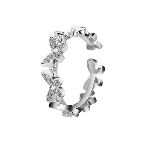 Fashion Micro Diamond Dancing Butterfly Ring - Image 2