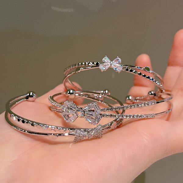 Women's Fashion Silver Niche Bow Bracelet - Image 4