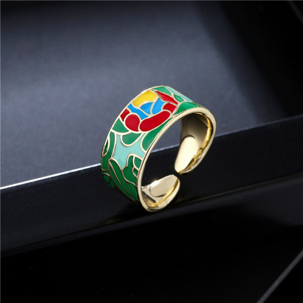 18K Gold Plated Colorful Oil Drop Geometric Ring - Image 5