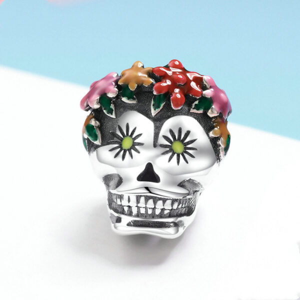 Flowers skull loose beads - Image 3