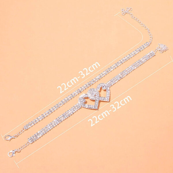 Personalized Double Heart Bracelet Anklet - Image 3