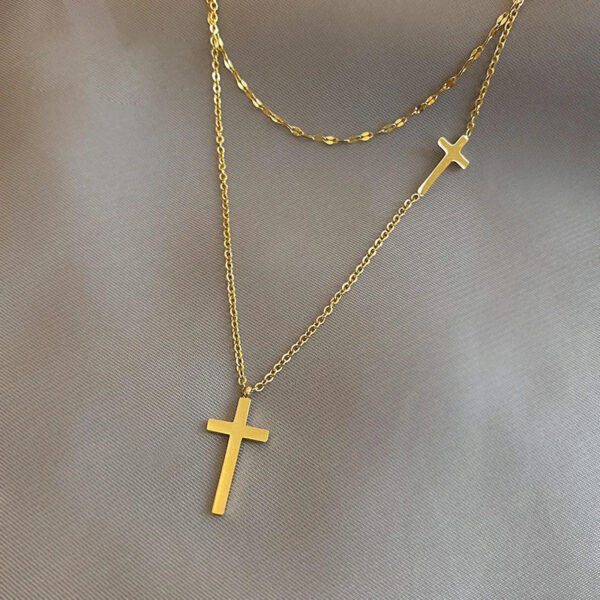 Women's All-match Double Layer Cross Necklace - Image 5