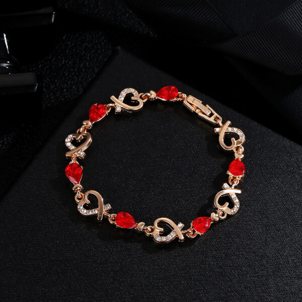 Hollow Love Heart Bracelet with Rhinestones - Image 2