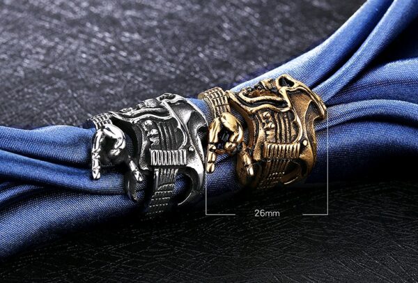 Titanium steel men's ring fashion rock hip hop skull guitar victory gesture instrument single ring