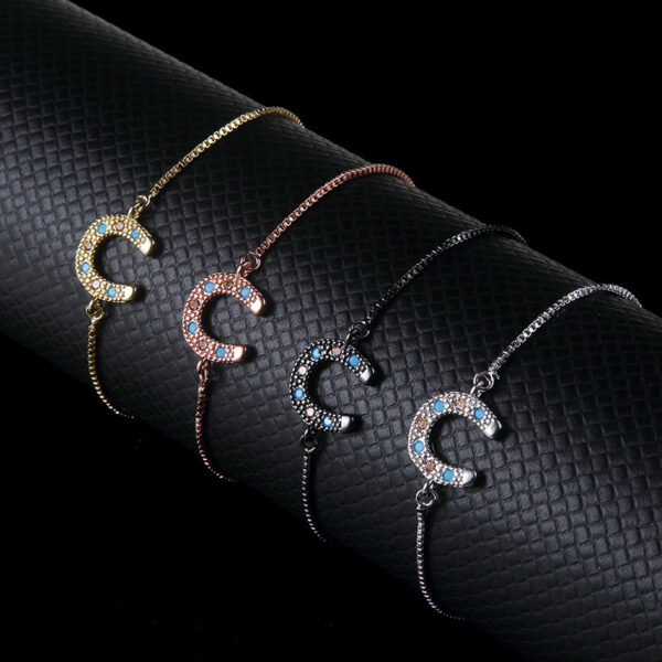 Micro inlaid U-shaped horseshoe colored diamond bracelet - Image 3