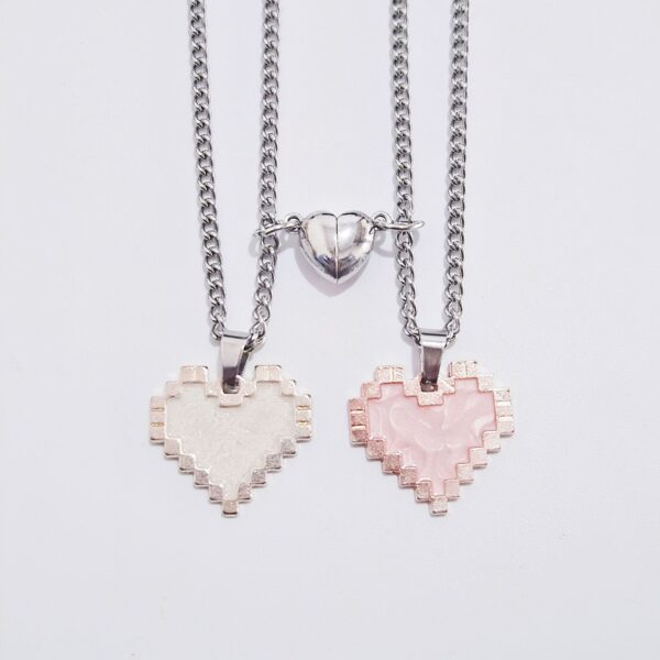 2pcs Magnetic Heart-shaped Mosaic Necklace Fashion Personality Couple Love Necklace For Valentine's Day - Image 3