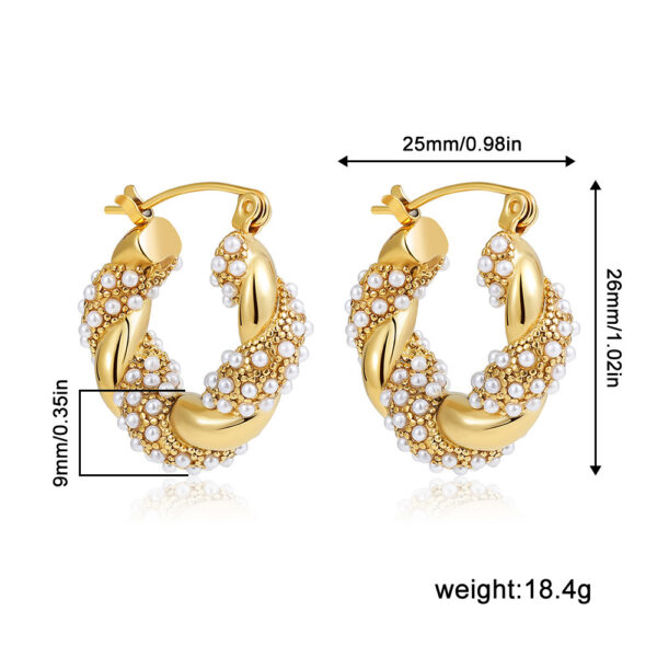 Stainless Steel 18K Gold Plating Twist-knot Earrings With Diamonds - Image 8