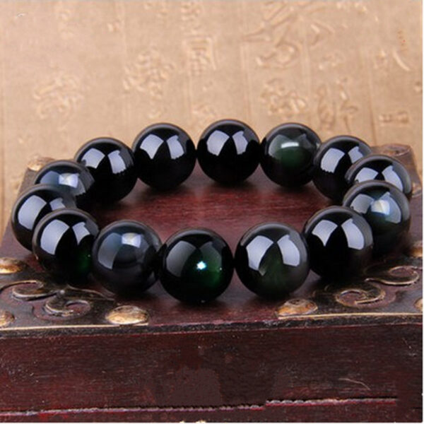 Natural Rainbow Eye Obsidian Bracelet - Image 2