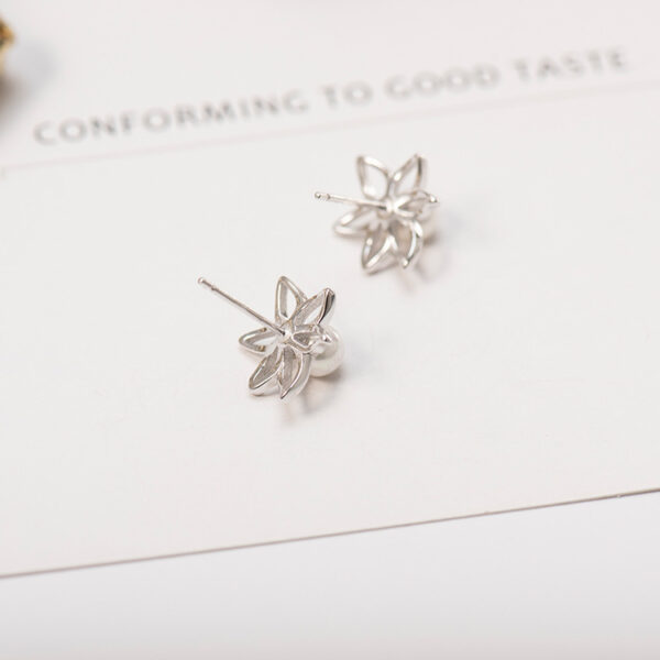 Flower Bead Hypoallergenic White Fungus Studs - Image 4