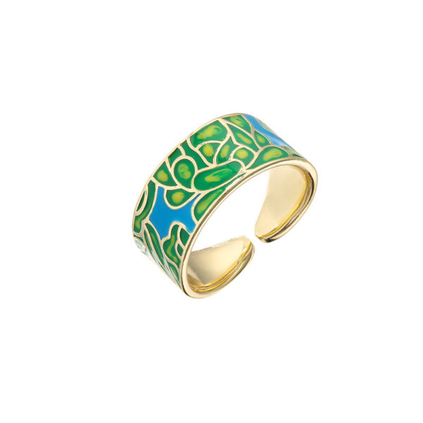 18K Gold Plated Colorful Oil Drop Geometric Ring - Image 4