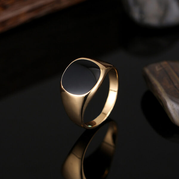 Classic smooth oil dripping men's zinc alloy ring - Image 4