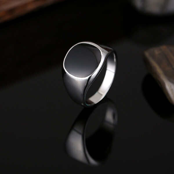 Classic smooth oil dripping men's zinc alloy ring - Image 2