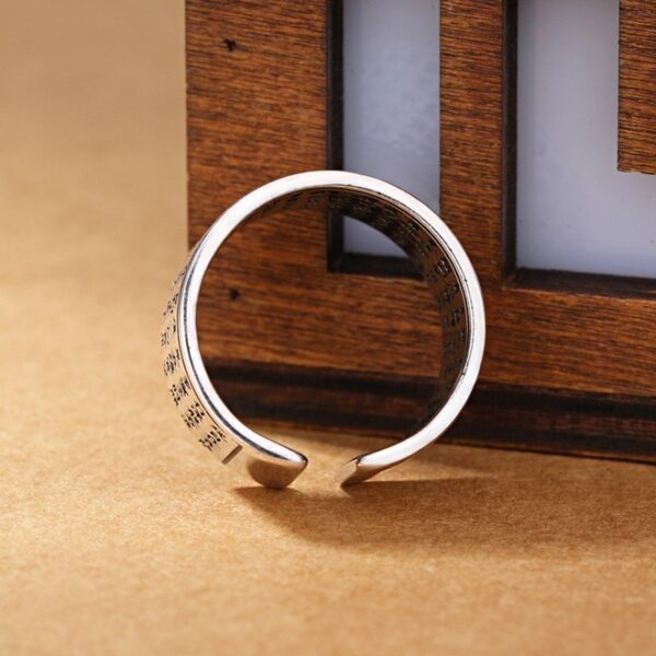 Tibetan Heart Sutra Silver Ring - Image 5