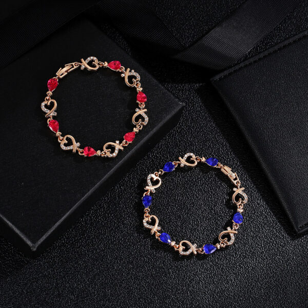 Hollow Love Heart Bracelet with Rhinestones - Image 6