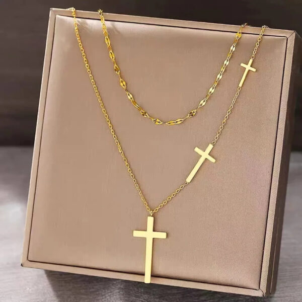 Women's All-match Double Layer Cross Necklace - Image 3