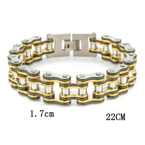 Stainless Steel Black Gold Bicycle Bracelet Titanium Steel Men - Image 3