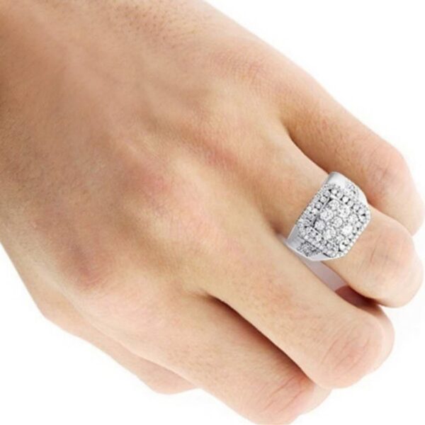 Men's Simple Silver Square Diamond Ring - Image 6