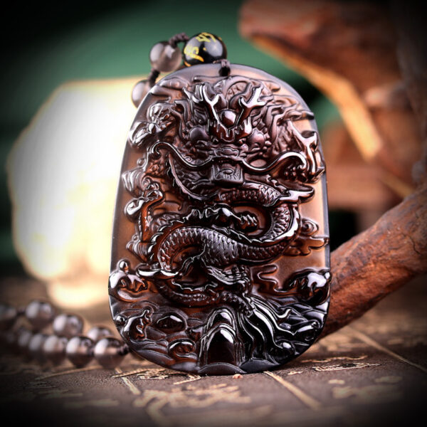 Natural hail black meteorite dragon pendant men's necklace men's pendants lucky transport crystal jewelry - Image 5