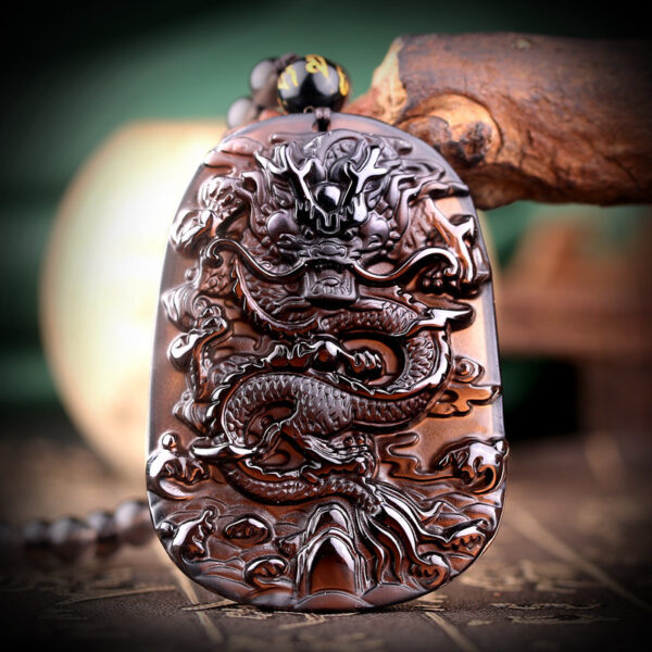 Natural hail black meteorite dragon pendant men's necklace men's pendants lucky transport crystal jewelry - Image 3