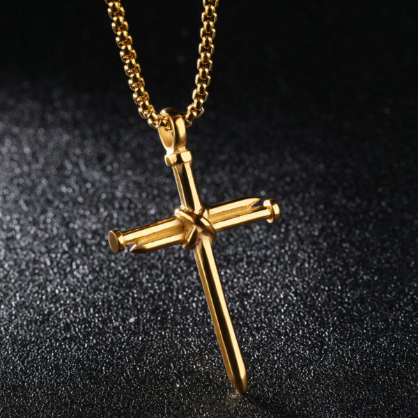 Titanium steel casting steel nails cross men's pendants necklace jewelry - Image 6