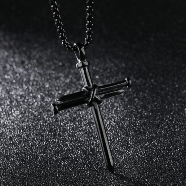 Titanium steel casting steel nails cross men's pendants necklace jewelry - Image 5