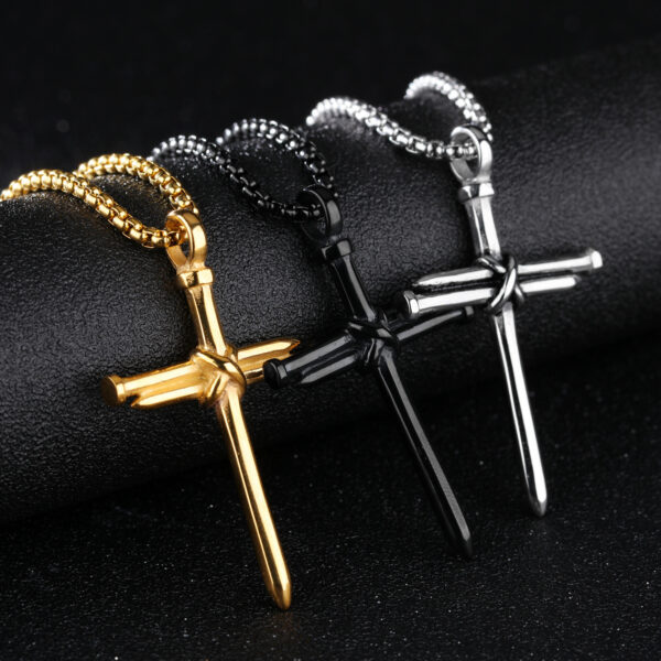 Titanium steel casting steel nails cross men's pendants necklace jewelry