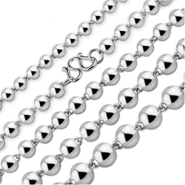 Round Beads Silver Bead Necklace - Image 2